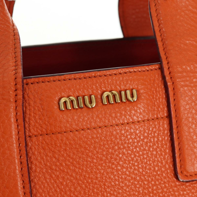 【日本直送】Miu Miu Madras 手提包 皮革 2way 橙色金色 正品 BA5951V-20