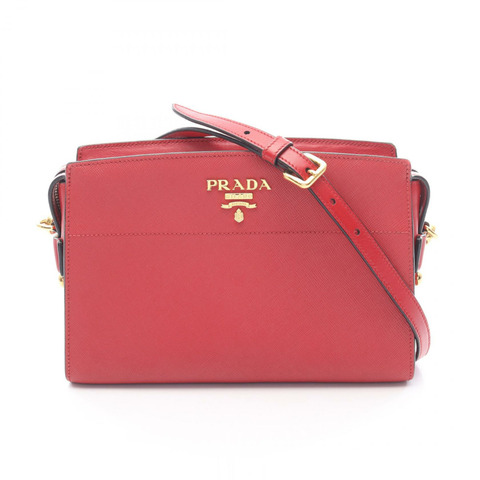 PRADA SAFFIANO SOFT C 肩背包 1BH104 皮革 紅色 二手 女士