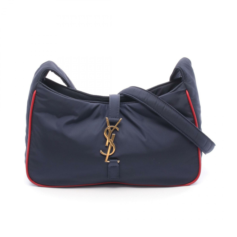 SAINT LAURENT PARIS Le 5 a 7 單肩包 733294 尼龍皮革海軍藍紅色二手-0