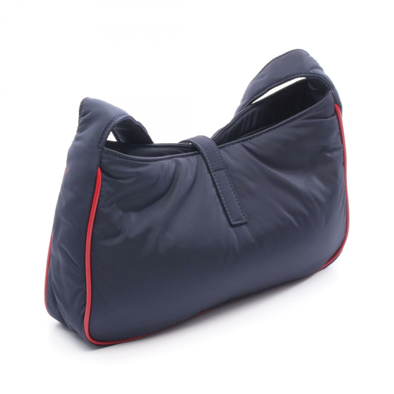 SAINT LAURENT PARIS Le 5 a 7 單肩包 733294 尼龍皮革海軍藍紅色二手-1