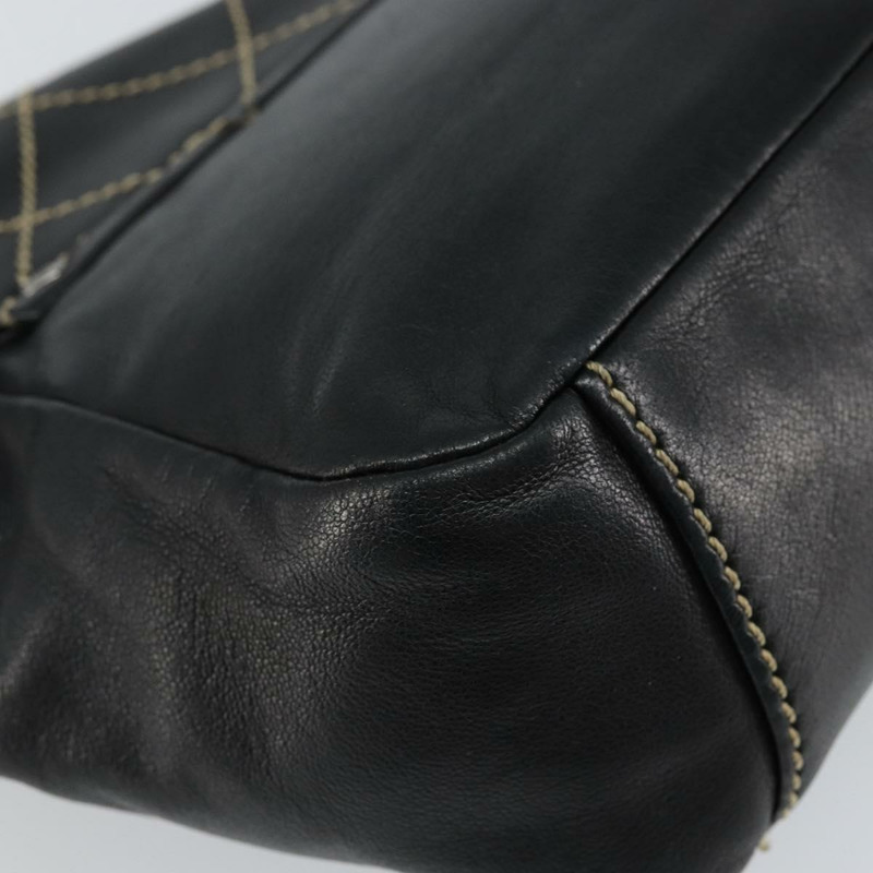 【日本直送】香奈兒 Wild Stitch 鏈條單肩包 皮革 黑色 銀色 CC 正品 BA5927-15