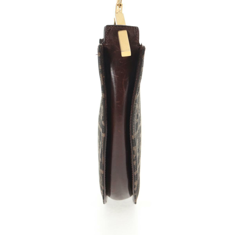 【日本直送】FENDI Zucca 帆布鏈單肩包 黑棕色 正品 142905V-3