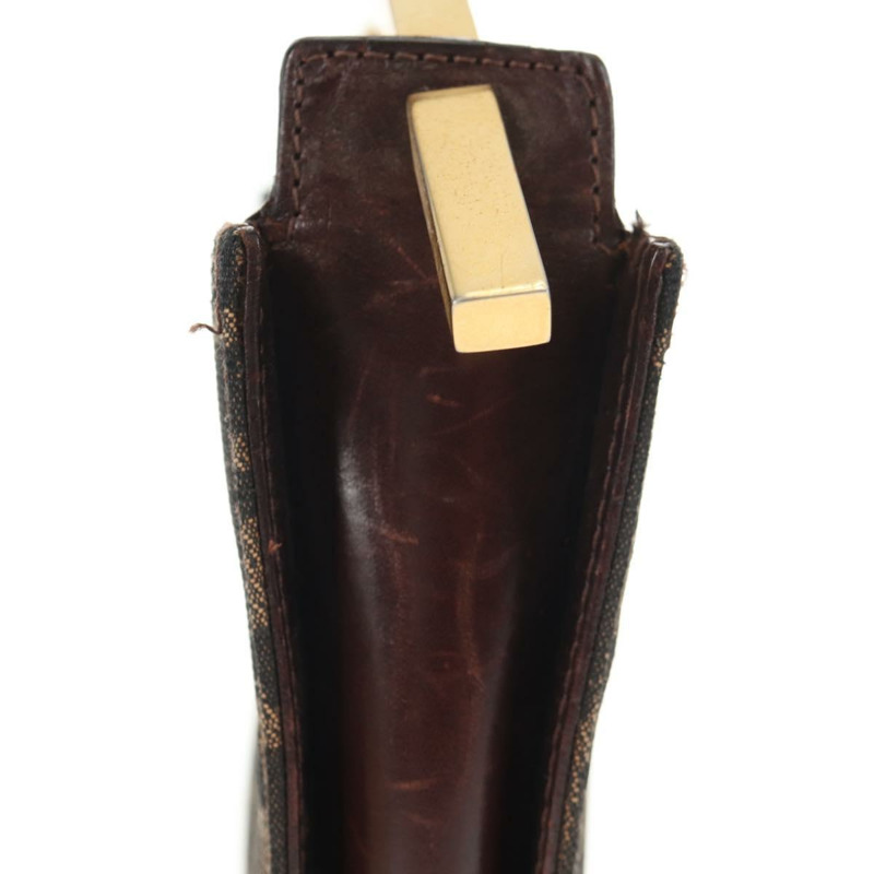 【日本直送】FENDI Zucca 帆布鏈單肩包 黑棕色 正品 142905V-4