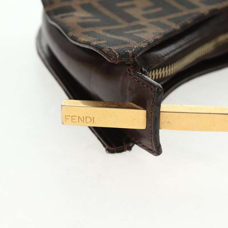 【日本直送】FENDI Zucca 帆布鏈單肩包 黑棕色 正品 142905V-8