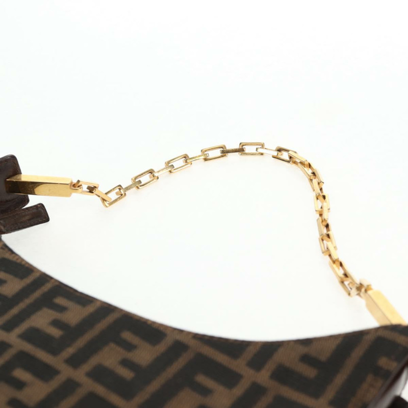 【日本直送】FENDI Zucca 帆布鏈單肩包 黑棕色 正品 142905V-13