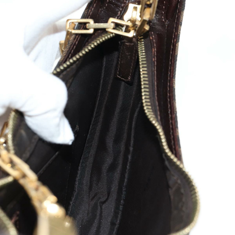 【日本直送】FENDI Zucca 帆布鏈單肩包 黑棕色 正品 142905V-21