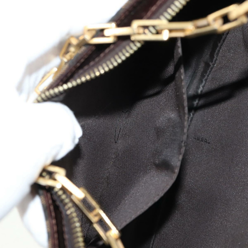 【日本直送】FENDI Zucca 帆布鏈單肩包 黑棕色 正品 142905V-22