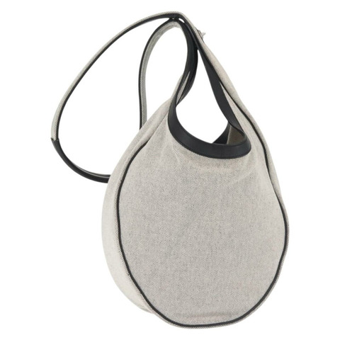 愛馬仕 Sac Luco 中型單肩包 帆布皮革 灰黑銀色 正品 bs29413