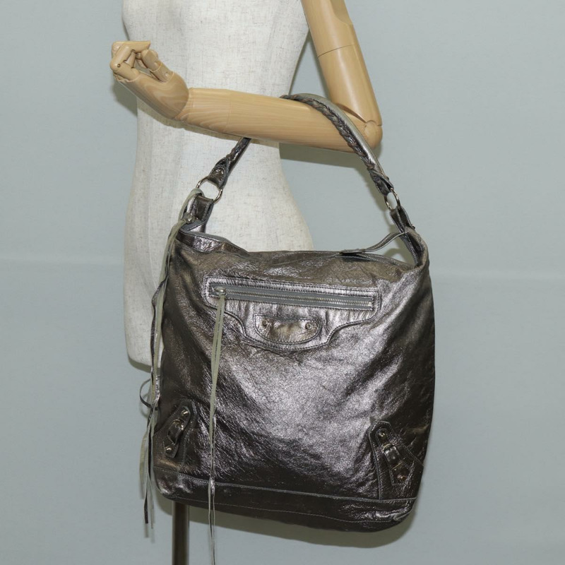 【日本直送】BALENCIAGA 日用單肩包 皮革 銀色 140442 正品 143787V-25