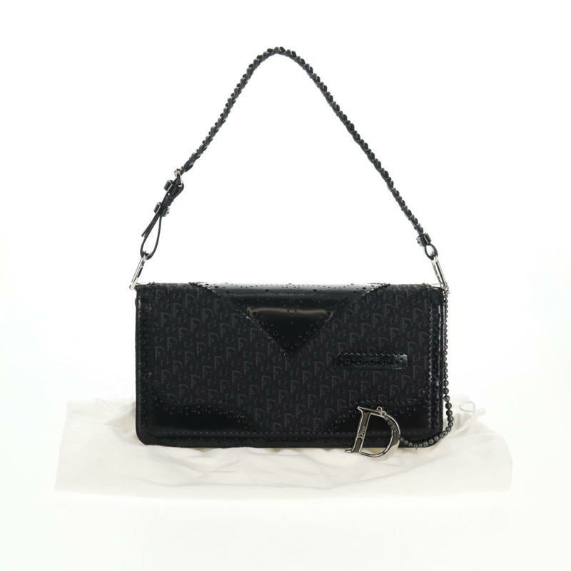 【日本直送】Christian Dior Trotter 帆布肩背包 黑色銀色 正品 hk2968V-11