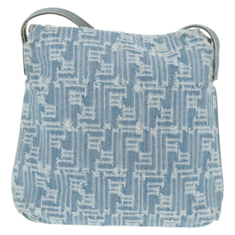 【日本直送】FENDI Zucca 帆布 Mamma Baguette 單肩包 牛仔藍金色 正品 hk2972V-1