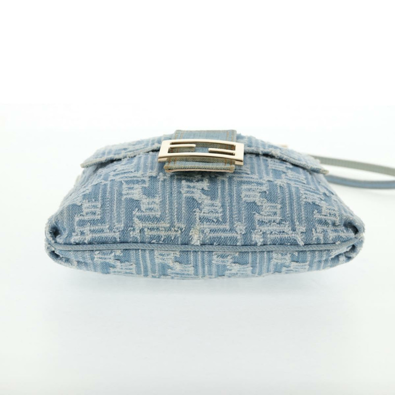 【日本直送】FENDI Zucca 帆布 Mamma Baguette 單肩包 牛仔藍金色 正品 hk2972V-4