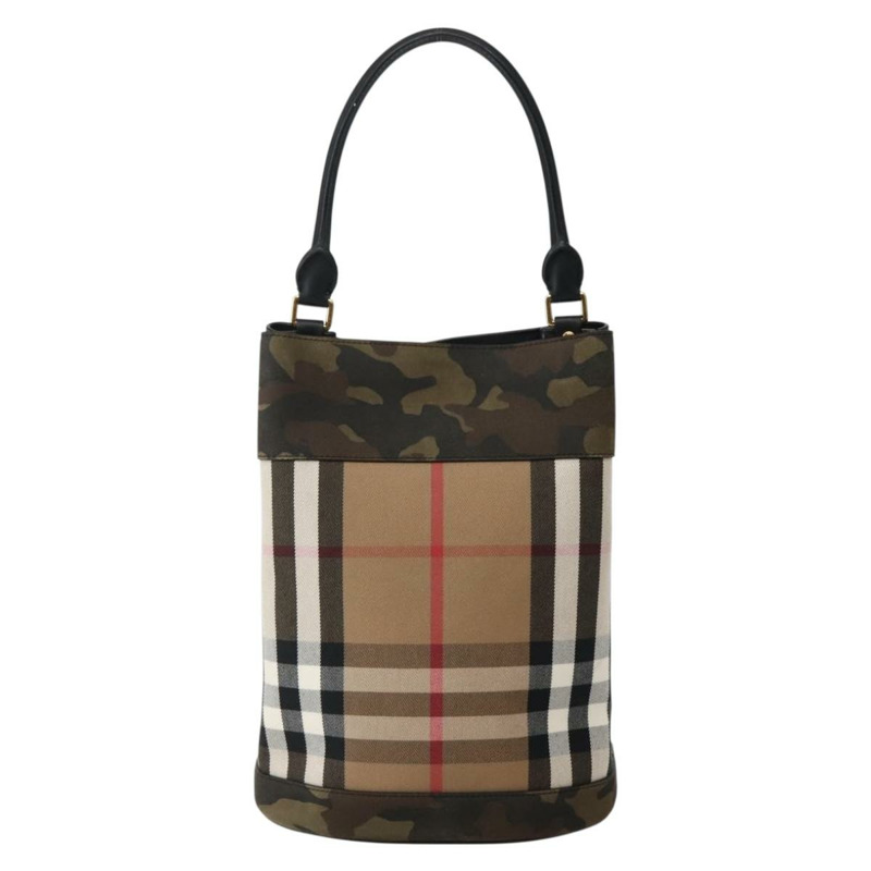 【日本直送】BURBERRY Nova 格紋手提包 帆布 米色金色 正品 143198-1