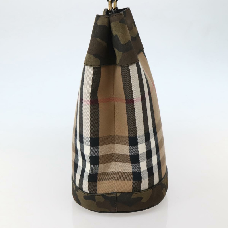 【日本直送】BURBERRY Nova 格紋手提包 帆布 米色金色 正品 143198-2
