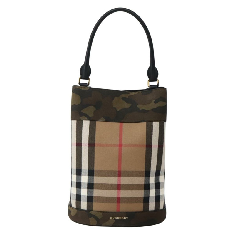 【日本直送】BURBERRY Nova 格紋手提包 帆布 米色金色 正品 143198-12