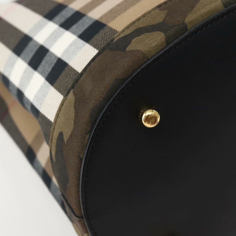 【日本直送】BURBERRY Nova 格紋手提包 帆布 米色金色 正品 143198-13
