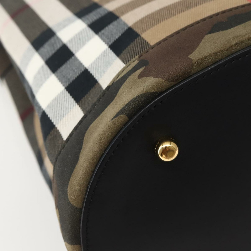 【日本直送】BURBERRY Nova 格紋手提包 帆布 米色金色 正品 143198-15