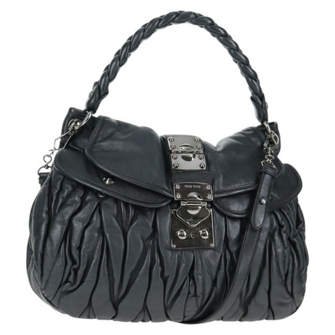 Miu Miu Matelasse 單肩包 皮革 2way 黑色 銀色 正品 143194V