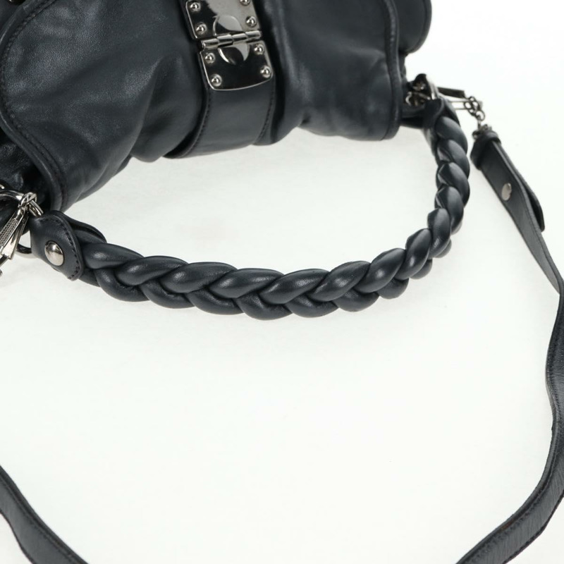 【日本直送】Miu Miu Matelasse 單肩包 皮革 2way 黑色 銀色 正品 143194V-14