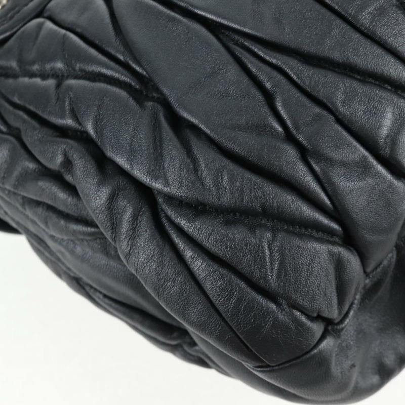 【日本直送】Miu Miu Matelasse 單肩包 皮革 2way 黑色 銀色 正品 143194V-19