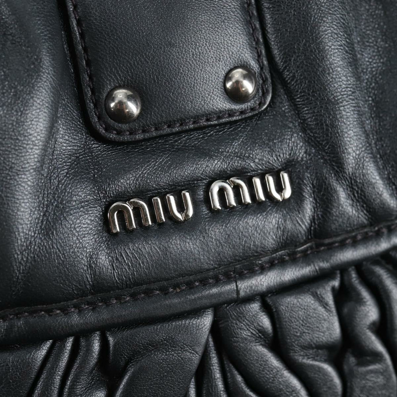 【日本直送】Miu Miu Matelasse 單肩包 皮革 2way 黑色 銀色 正品 143194V-21