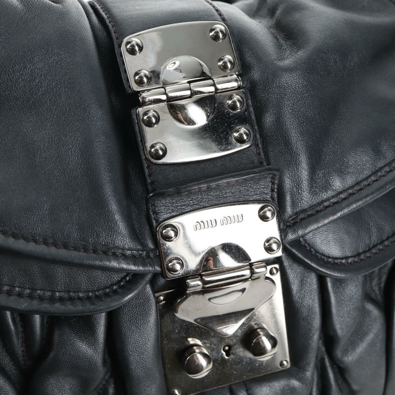 【日本直送】Miu Miu Matelasse 單肩包 皮革 2way 黑色 銀色 正品 143194V-22