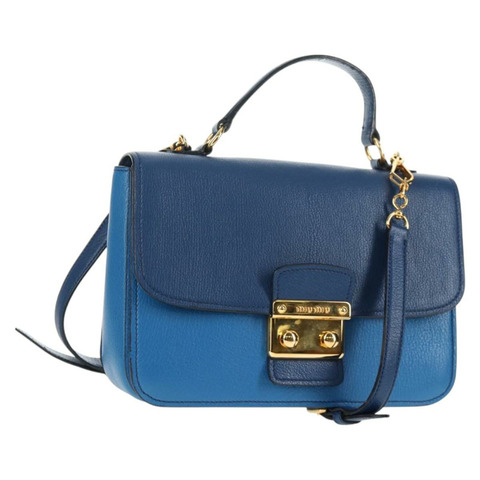 Miu Miu 手提包 皮革 2way 藍色 金色 正品 135331V