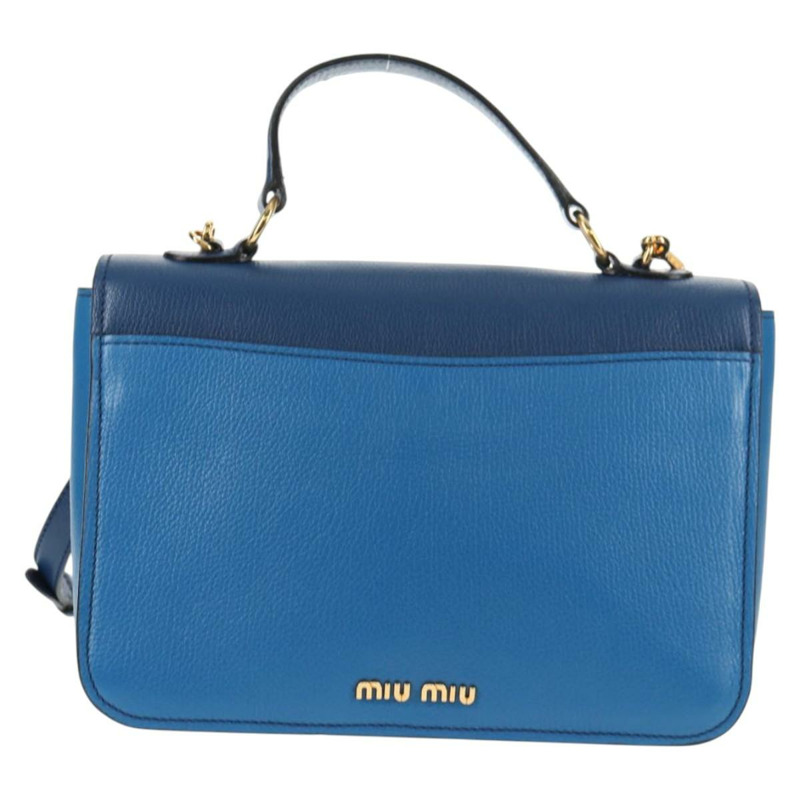 【日本直送】Miu Miu 手提包 皮革 2way 藍色 金色 正品 135331V-1