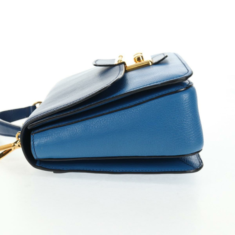 【日本直送】Miu Miu 手提包 皮革 2way 藍色 金色 正品 135331V-2