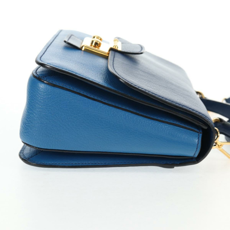 【日本直送】Miu Miu 手提包 皮革 2way 藍色 金色 正品 135331V-3