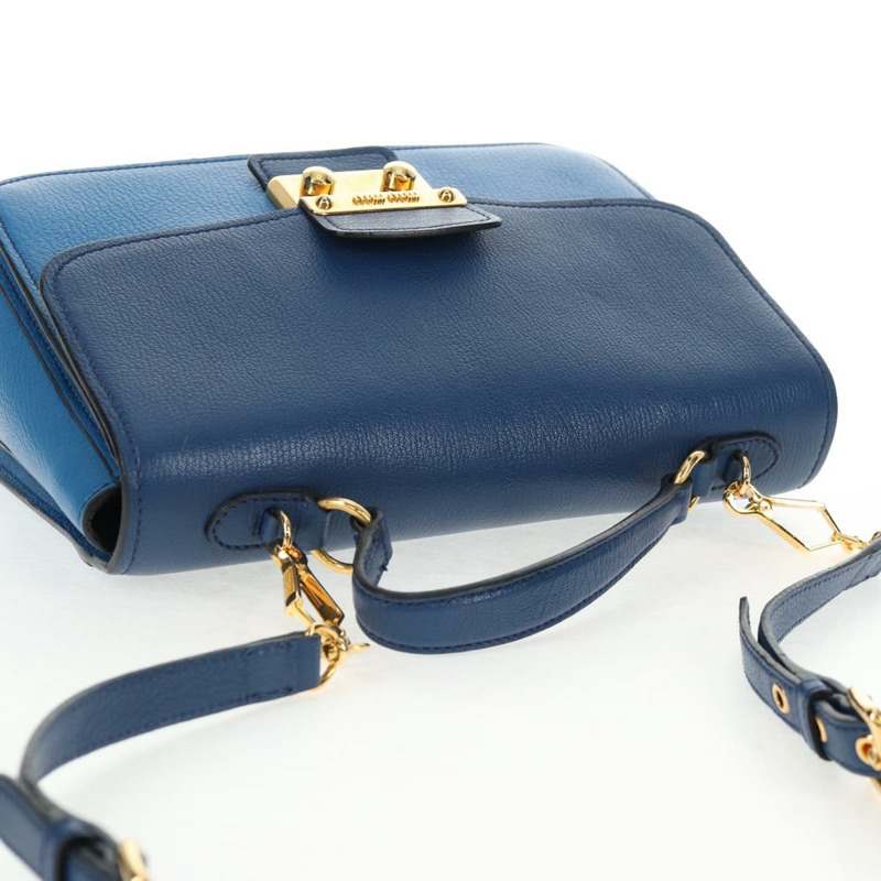 【日本直送】Miu Miu 手提包 皮革 2way 藍色 金色 正品 135331V-5