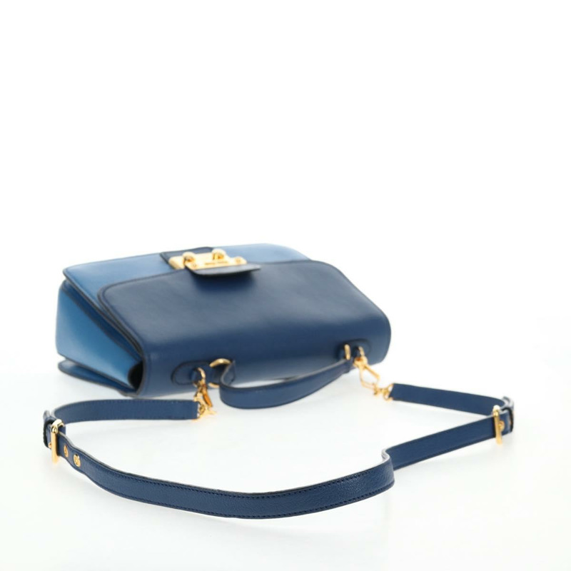 【日本直送】Miu Miu 手提包 皮革 2way 藍色 金色 正品 135331V-7