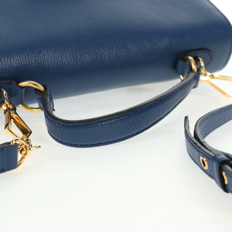 【日本直送】Miu Miu 手提包 皮革 2way 藍色 金色 正品 135331V-13
