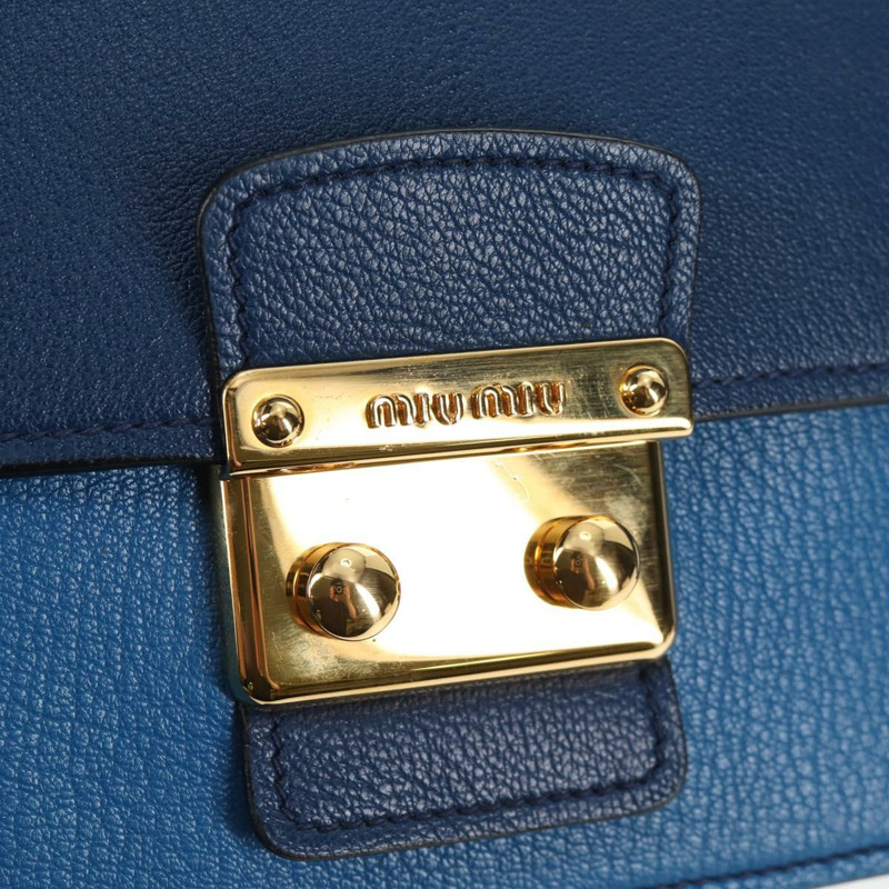 【日本直送】Miu Miu 手提包 皮革 2way 藍色 金色 正品 135331V-22