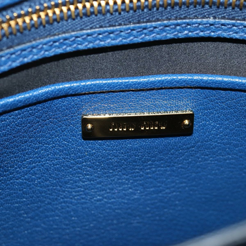 【日本直送】Miu Miu 手提包 皮革 2way 藍色 金色 正品 135331V-24