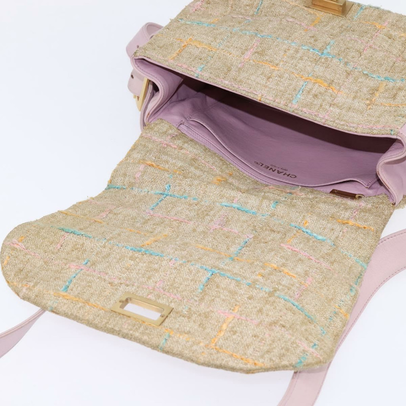 【日本直送】香奈兒 2.55 單肩包粗花呢米色金 CC 正品 BA5633-16