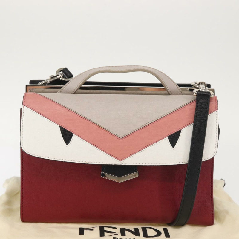 【日本直送】FENDI Demi Jour Bag Bugs Monster 手提包 皮革 2 款可選 紅色 銀色 正品 BA5782-11