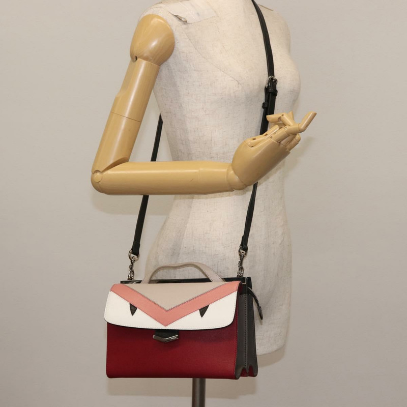 【日本直送】FENDI Demi Jour Bag Bugs Monster 手提包 皮革 2 款可選 紅色 銀色 正品 BA5782-25