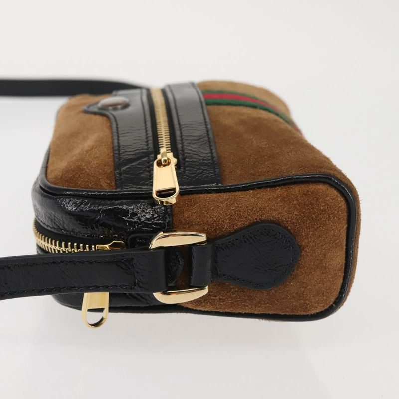 【日本直送】GUCCI Ofidia Web Sherry Line 單肩包 絨面革 棕金色 573321 正品 BA5826-3