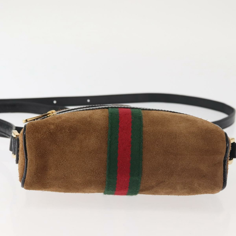 【日本直送】GUCCI Ofidia Web Sherry Line 單肩包 絨面革 棕金色 573321 正品 BA5826-4