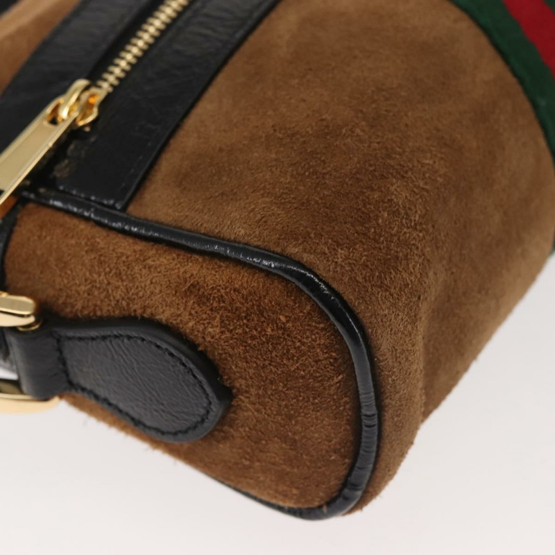 【日本直送】GUCCI Ofidia Web Sherry Line 單肩包 絨面革 棕金色 573321 正品 BA5826-8