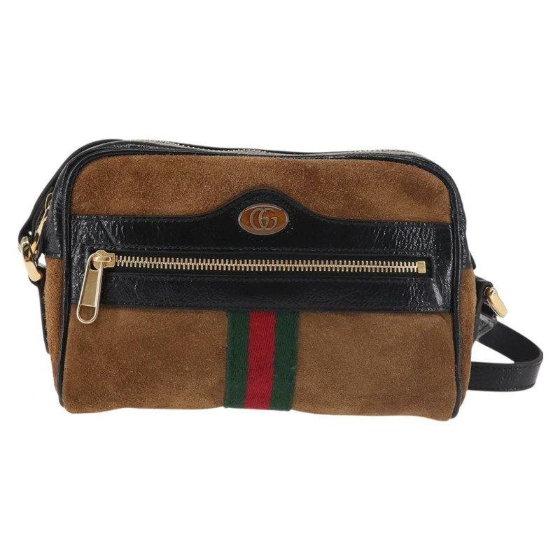 【日本直送】GUCCI Ofidia Web Sherry Line 單肩包 絨面革 棕金色 573321 正品 BA5826-12