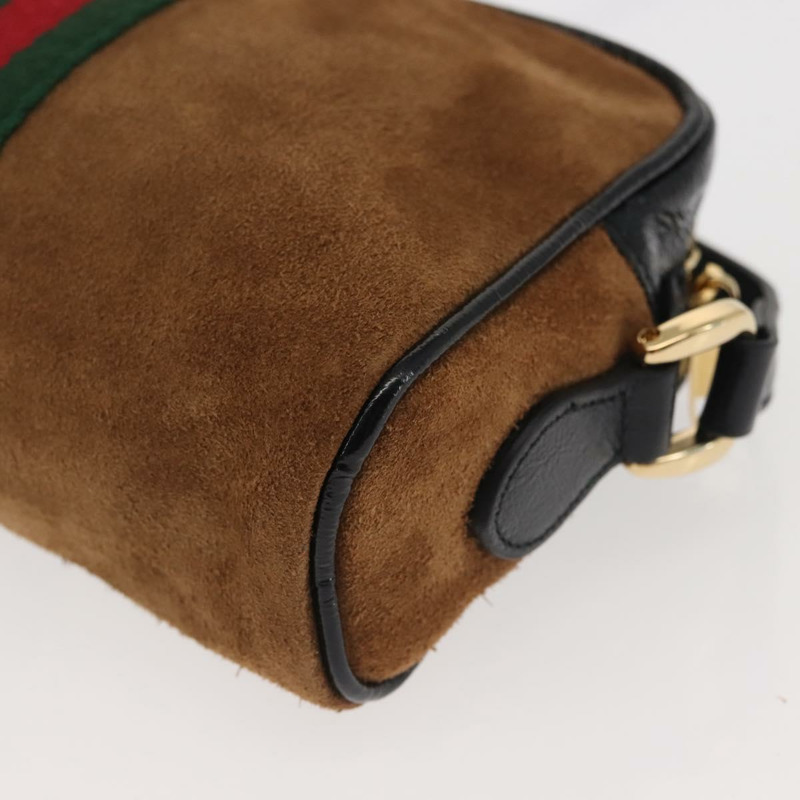 【日本直送】GUCCI Ofidia Web Sherry Line 單肩包 絨面革 棕金色 573321 正品 BA5826-15