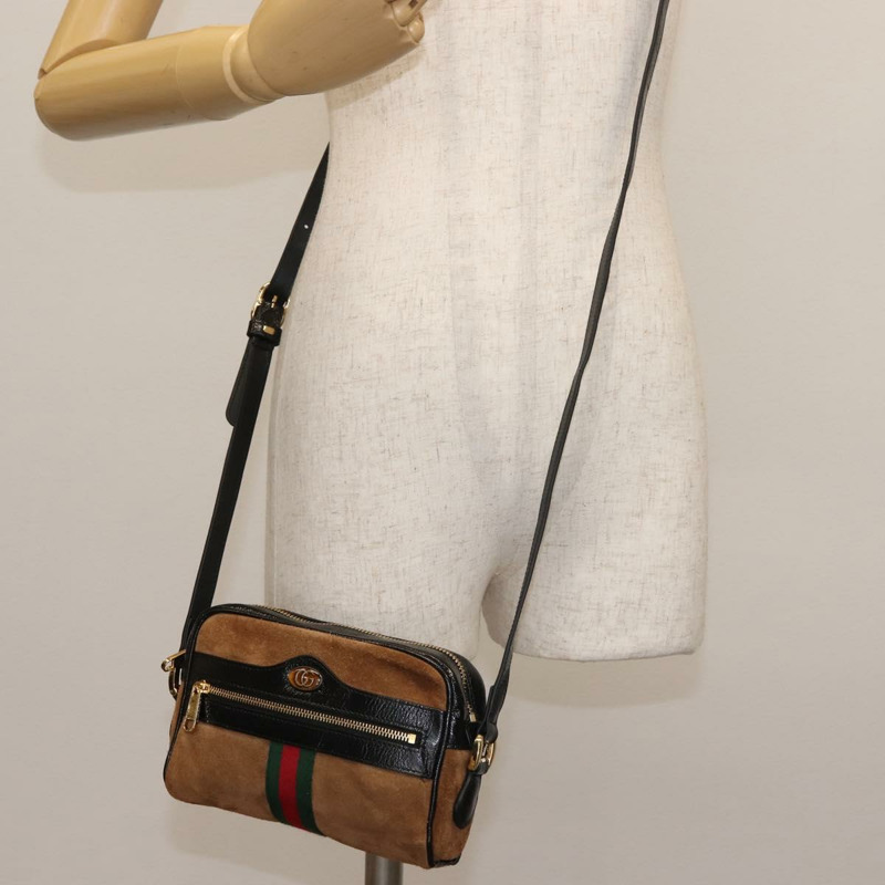 【日本直送】GUCCI Ofidia Web Sherry Line 單肩包 絨面革 棕金色 573321 正品 BA5826-21