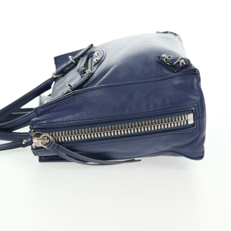 【日本直送】BALENCIAGA Paper 迷你手提包 皮革 2 向 藍色 銀色 357333 正品 BA5681V-2