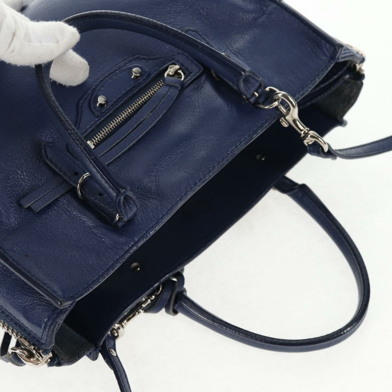 【日本直送】BALENCIAGA Paper 迷你手提包 皮革 2 向 藍色 銀色 357333 正品 BA5681V-5