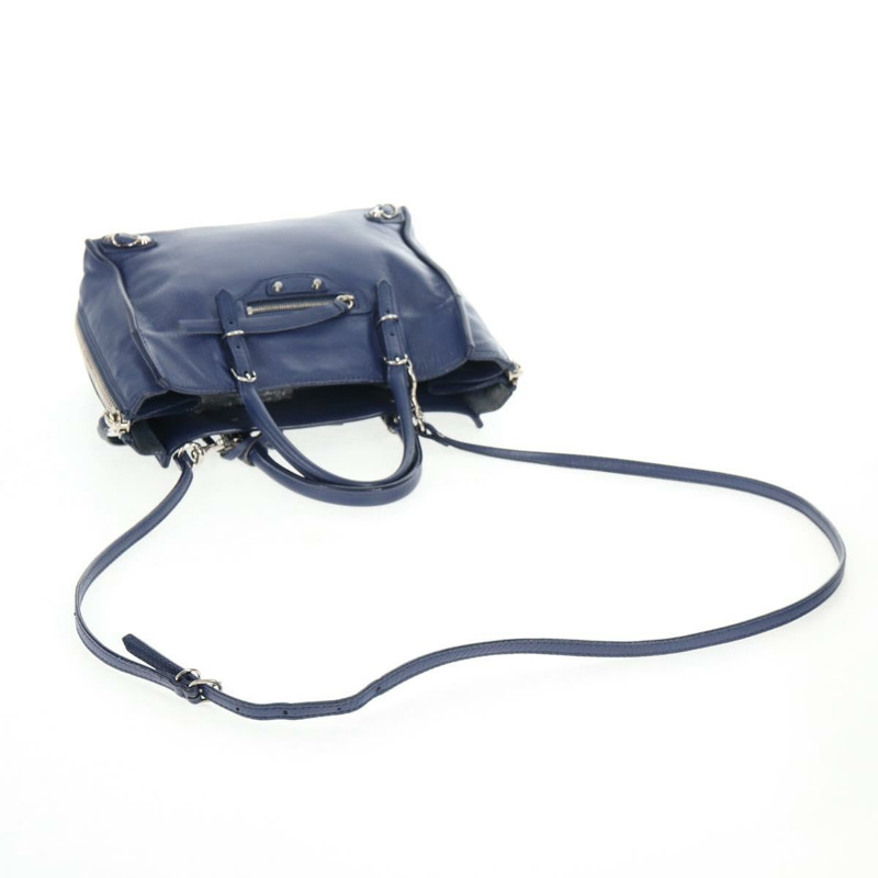 【日本直送】BALENCIAGA Paper 迷你手提包 皮革 2 向 藍色 銀色 357333 正品 BA5681V-8