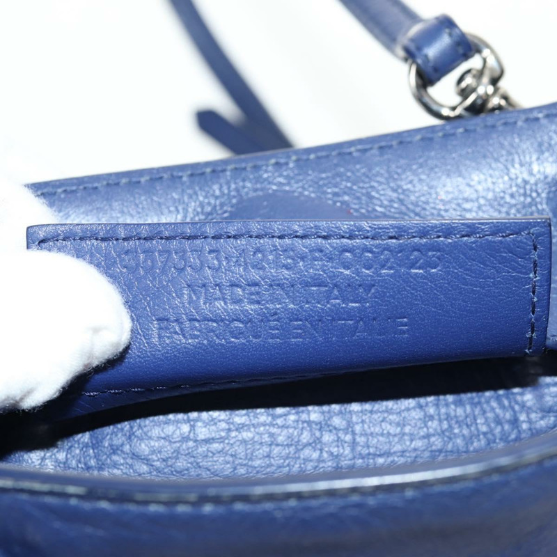 【日本直送】BALENCIAGA Paper 迷你手提包 皮革 2 向 藍色 銀色 357333 正品 BA5681V-11