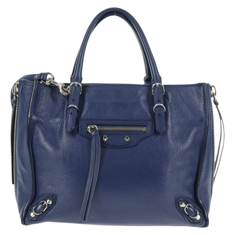 【日本直送】BALENCIAGA Paper 迷你手提包 皮革 2 向 藍色 銀色 357333 正品 BA5681V-12
