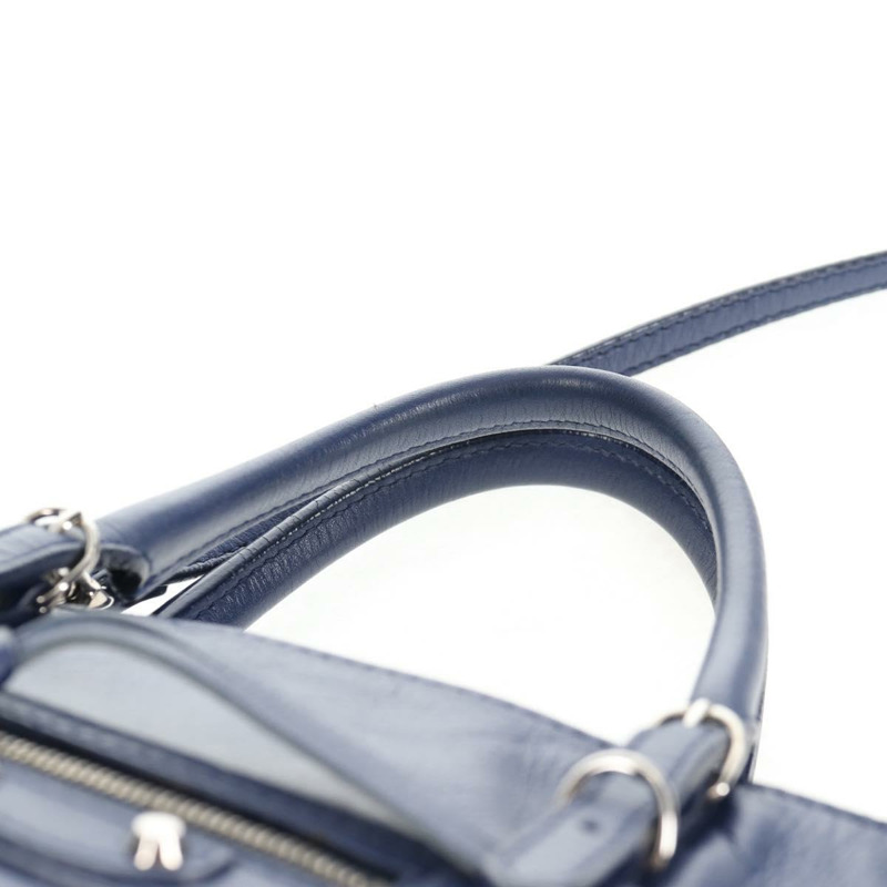 【日本直送】BALENCIAGA Paper 迷你手提包 皮革 2 向 藍色 銀色 357333 正品 BA5681V-13